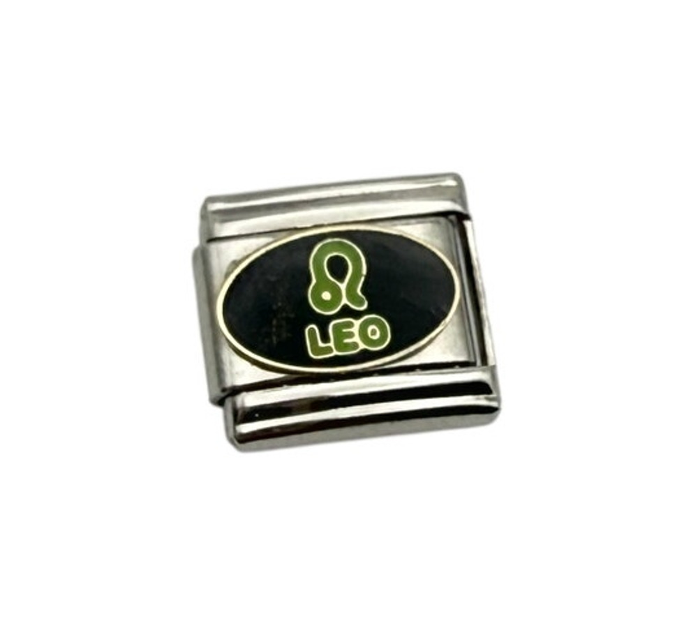 Leo Zodiac Sign Italian Charm  9mm Stainless Steel Bracelet Link Black NEW
